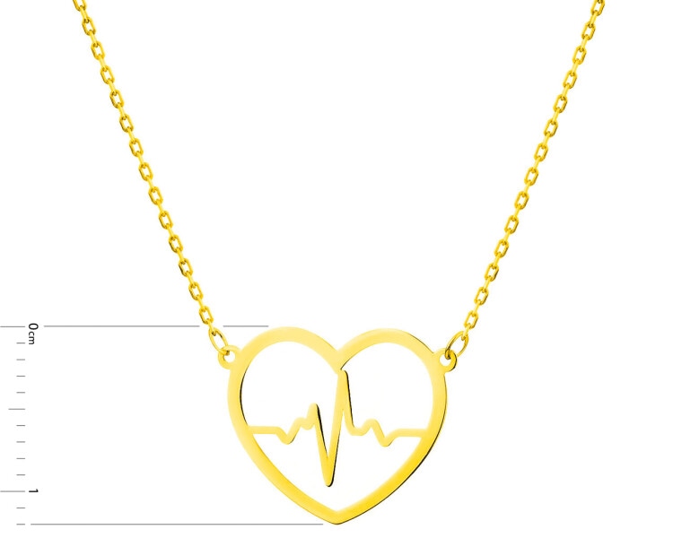 Złoty naszyjnik, ankier - serce, EKG serca