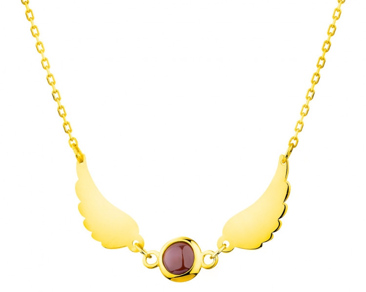 8 K Yellow Gold Necklace with Agate