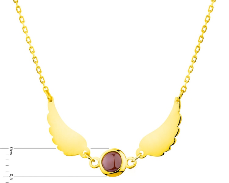 8 K Yellow Gold Necklace with Agate
