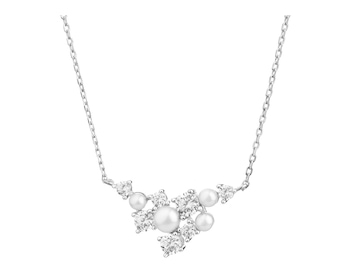 Stříbrný náhrdelník s perlami a zirkony
