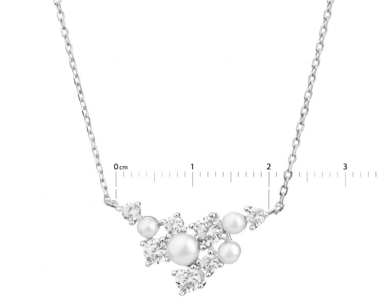 Stříbrný náhrdelník s perlami a zirkony
