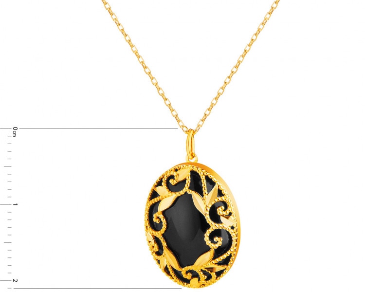 9 K Yellow Gold Necklace with Onyx