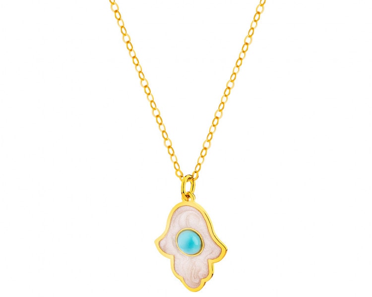 9 K Yellow Gold Necklace with Synthetic Topaz