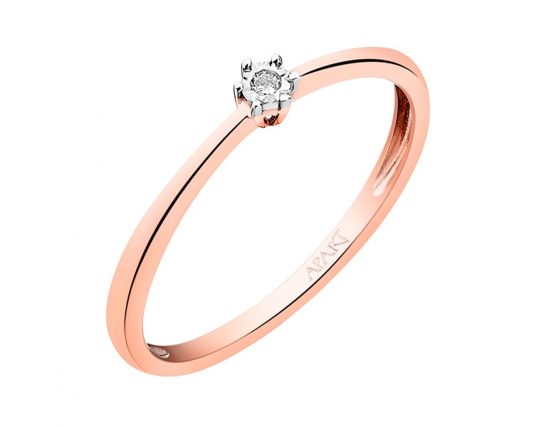 Prsten z růžového zlata s briliantem 0,02 ct - ryzost 585