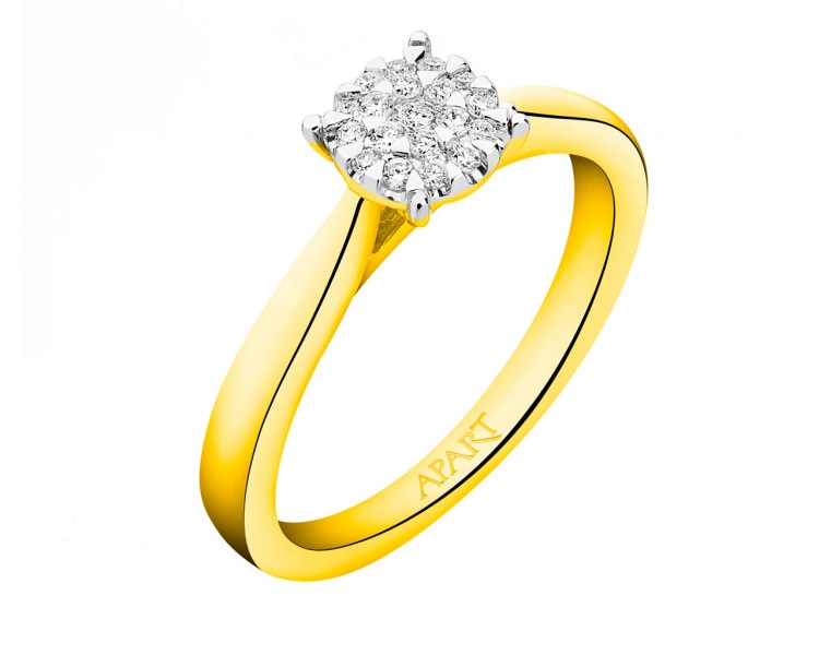 Gold ring with brilliants 0,12 ct - fineness 14 K