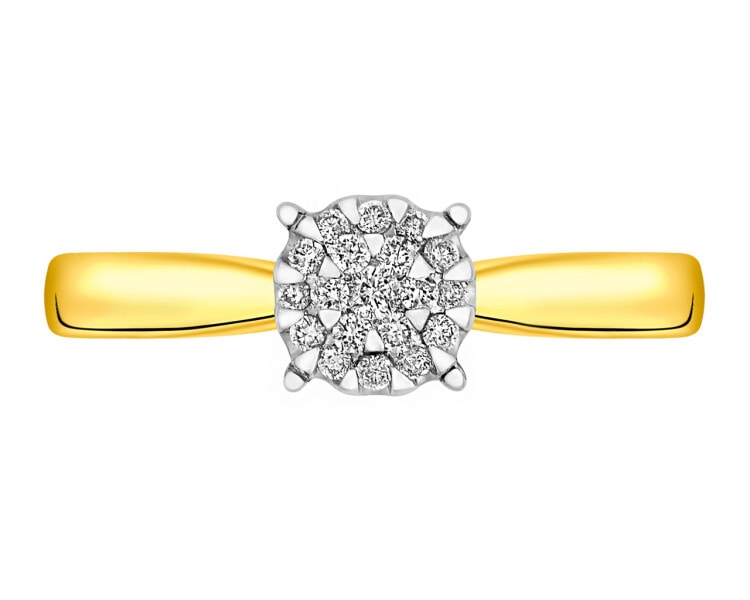 Gold ring with brilliants 0,12 ct - fineness 14 K