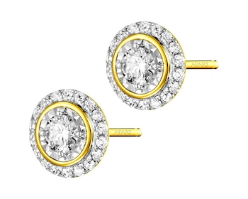 Gold earrings with diamonds - hearts 0,27 ct - fineness 14 K