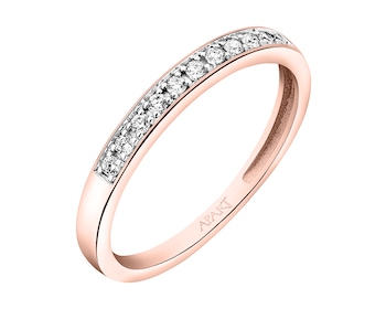 Prsten z růžového zlata s brilianty 0,10 ct - ryzost 585