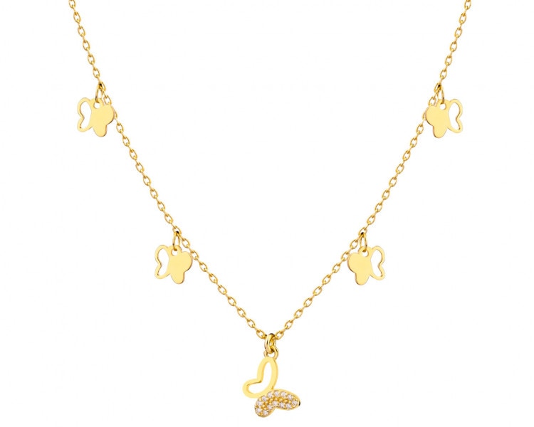 Gold-Plated Silver Necklace with Cubic Zirconia