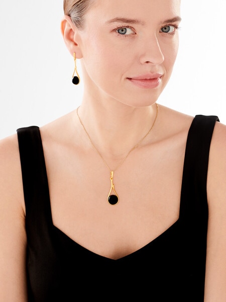 Gold-Plated Silver Pendant with Onyx