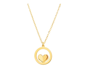 Pozlacený stříbrný náhrdelník - srdce, kroužek