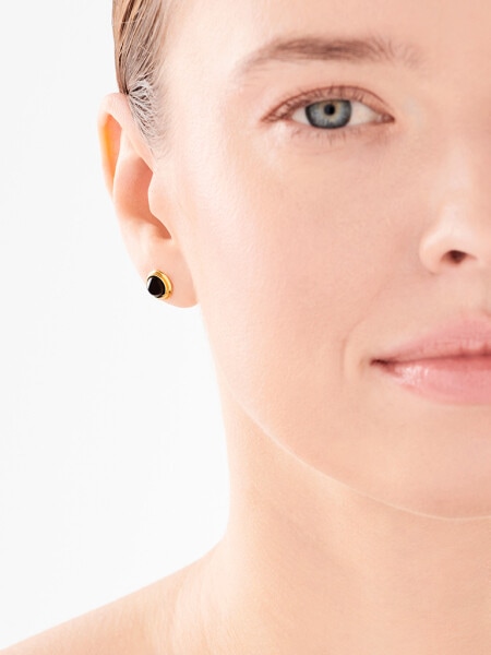 Gold-Plated Silver Earrings with Onyx