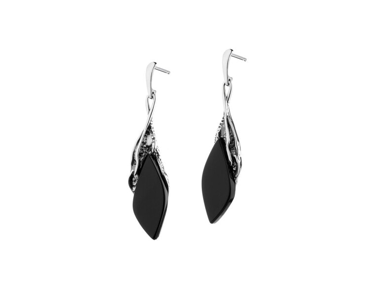 Silver earrings with onyx
