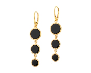 Gold plated silver earrings with onyx