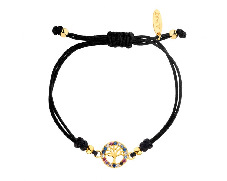 Bracelet with gold plated silver elements and cubic zirconia - tree