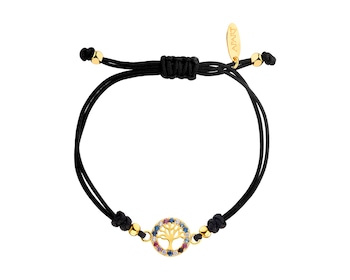 Bracelet with gold plated silver elements and cubic zirconia - tree