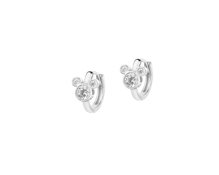 Silver earrings with cubic zirconia - Mickey Mouse, Disney