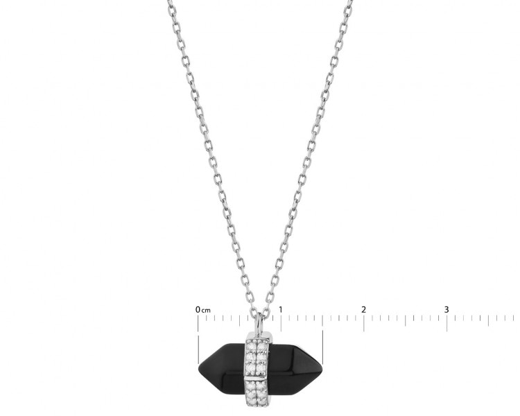 Stříbrný náhrdelník se zirkony a broušeným sklem