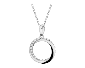 Silver hoop pendant with cubic zirconia and enamel