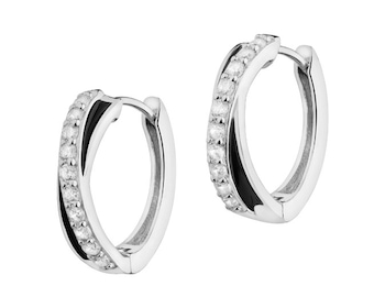 Silver hoop earrings with cubic zirconia and enamel