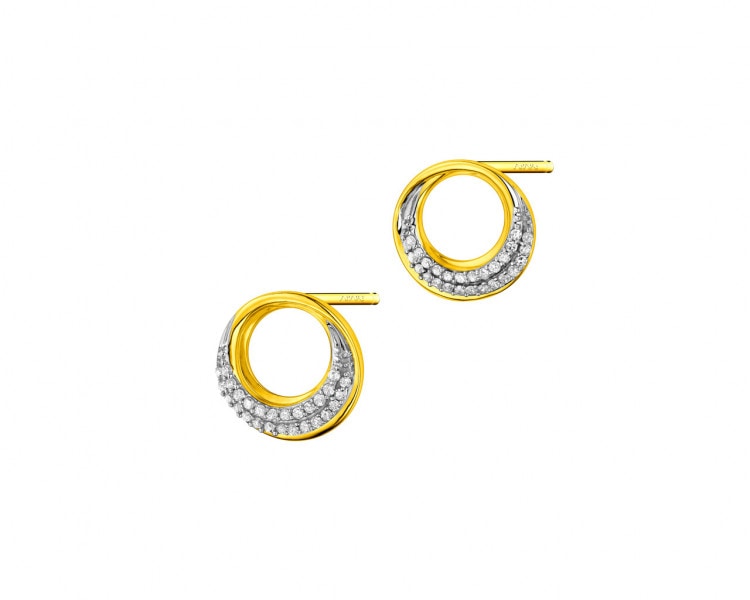 Zlaté náušnice s diamanty - kroužky 0,10 ct - ryzost 585