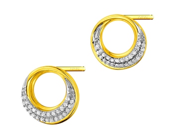 Zlaté náušnice s diamanty - kroužky 0,10 ct - ryzost 585