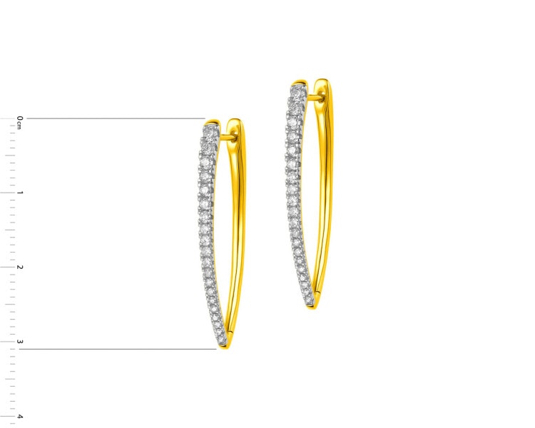 14 K Rhodium-Plated Yellow Gold Earrings with Diamonds 0,50 ct - fineness 14 K