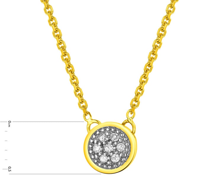 14 K Rhodium-Plated Yellow Gold Necklace with Diamonds 0,03 ct - fineness 14 K