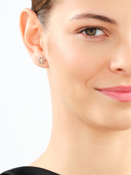 9 K Rhodium-Plated Yellow Gold Earrings - fineness 9 K