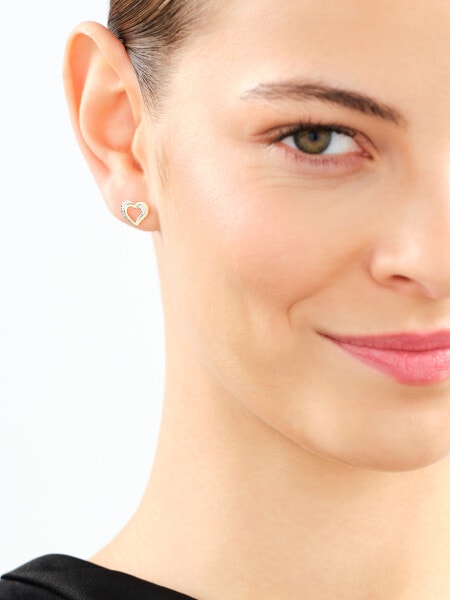 9 K Rhodium-Plated Yellow Gold Earrings with Diamonds - 0,03 ct - fineness 9 K