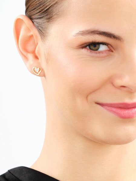 9 K Rhodium-Plated Yellow Gold Earrings with Diamonds - 0,01 ct - fineness 9 K