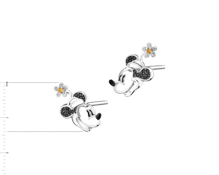 Kolczyki srebrne ze spinelem, cyrkoniami i emalią - Myszka Minnie, Disney 100 Edycja limitowana