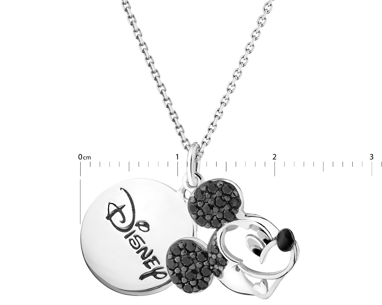 Disney Necklace - Silver Initial Crystal Mickey Mouse -Neck-
