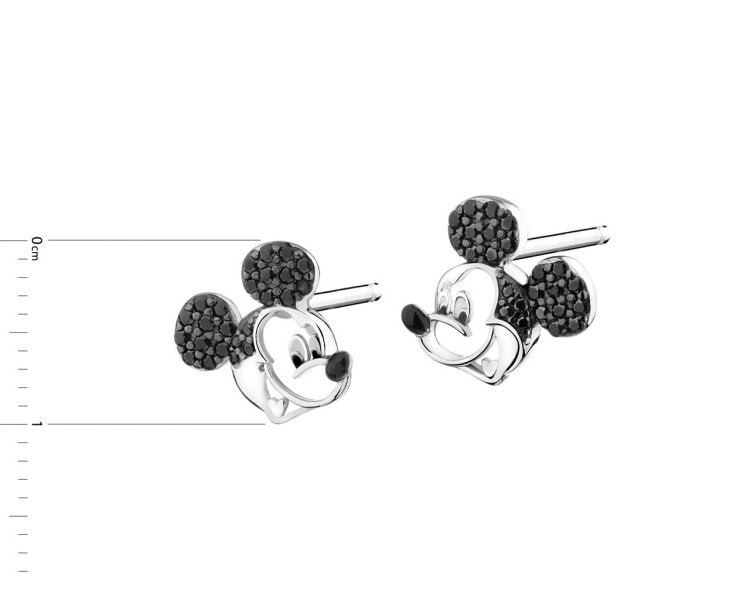Kolczyki srebrne ze spinelem i emalią - Myszka Mickey, Disney 100 Edycja limitowana