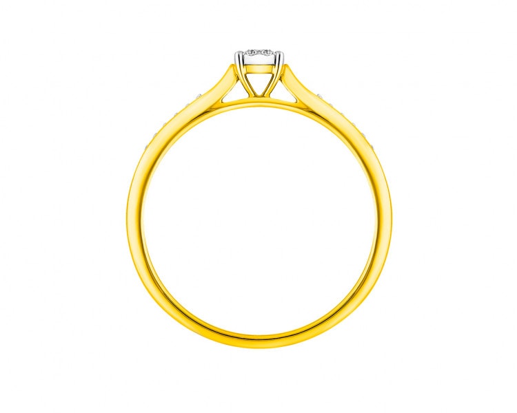 375 Yellow And White Gold Plated Ring with Diamonds 0,09 ct - fineness 375