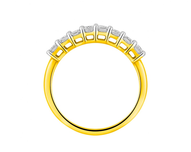 14 K Rhodium-Plated Yellow Gold Ring with Diamonds 0,80 ct - fineness 14 K