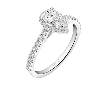 18 K Rhodium-Plated White Gold Ring with Diamonds 0,80 ct - fineness 18 K