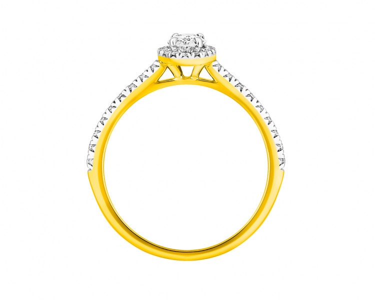 14 K Rhodium-Plated Yellow Gold Ring with Diamonds 0,52 ct - fineness 14 K