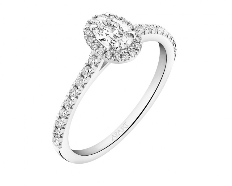 14 K Rhodium-Plated White Gold Ring with Diamonds 0,51 ct - fineness 14 K