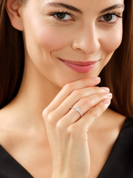 Prsten z bílého zlata s diamanty - SI2/H - 0,54 ct - ryzost 585