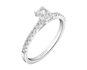 18 K Rhodium-Plated White Gold Ring with Diamonds 0,74 ct - fineness 18 K