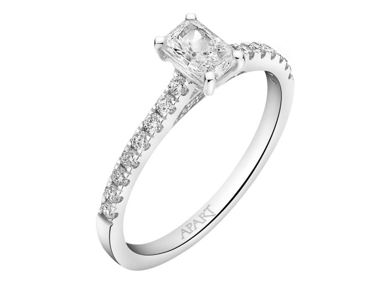 18 K Rhodium-Plated White Gold Ring with Diamonds 0,75 ct - fineness 18 K
