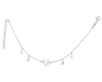 Bransoletka srebrna ze szlifowanym szkłem - gwiazdy