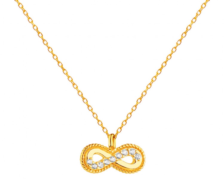 Gold necklace with cubic zirconia, anchor chain - infinity