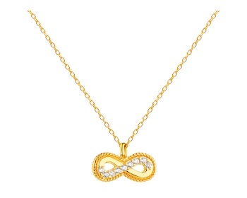 Gold necklace with cubic zirconia, anchor chain - infinity
