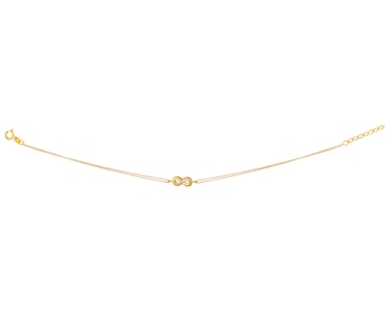 Gold bracelet with cubic zirconia, anchor chain - infinity