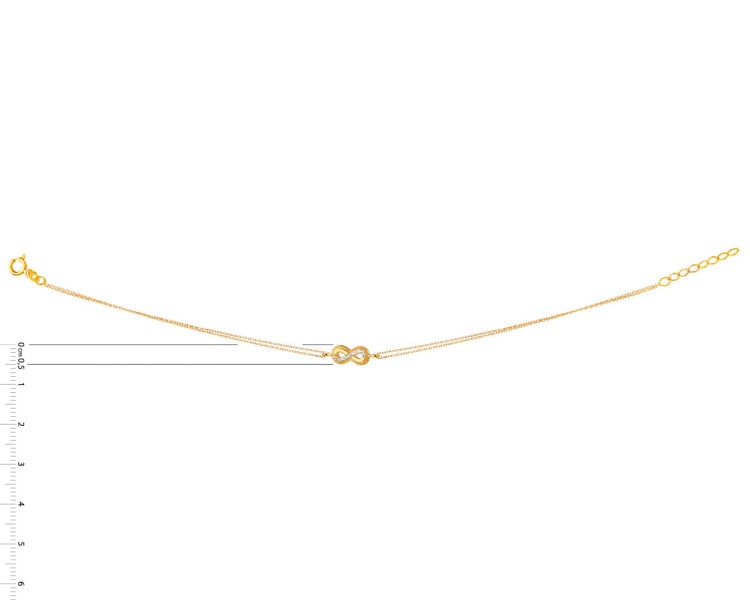Złota bransoletka z cyrkoniami, ankier - nieskończoność