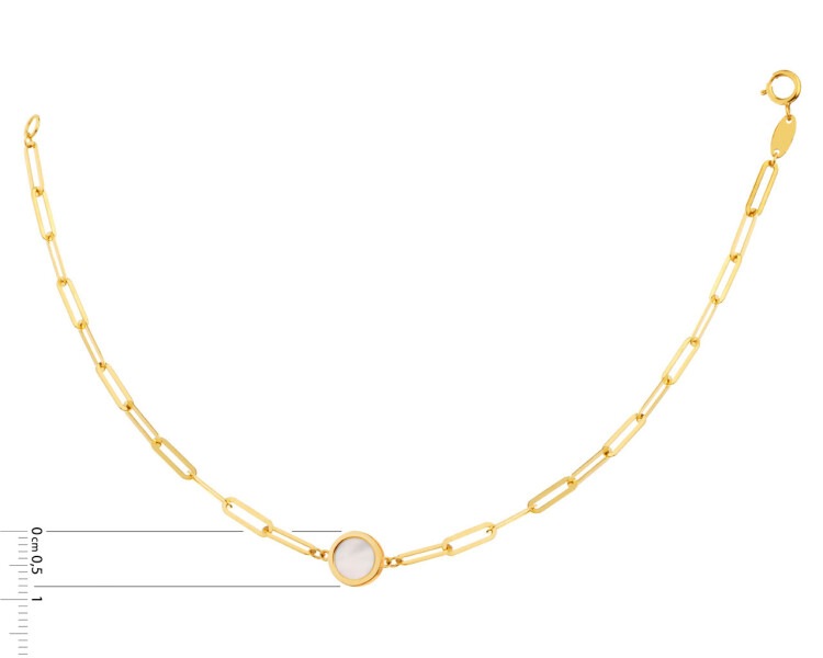 Złota bransoletka z masą perłową, paper clip