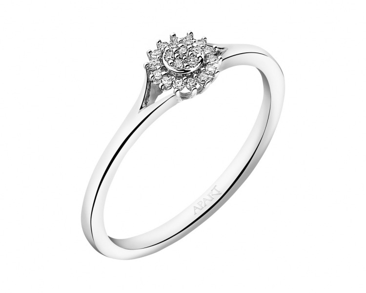 White gold ring with diamonds 0,07 ct - fineness 14 K