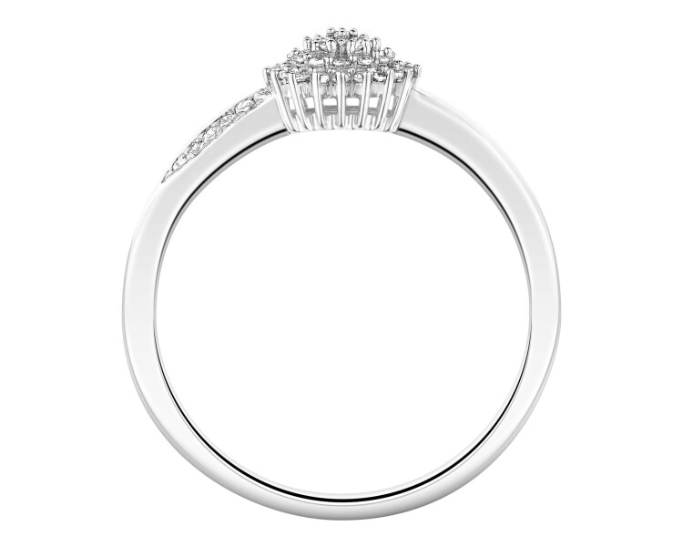 14 K Rhodium-Plated White Gold Ring with Diamonds - 0,14 ct - fineness 14 K